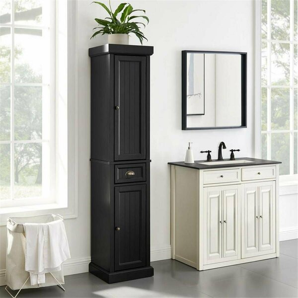 Kd Aparador Seaside Tall Linen Cabinet, Distressed Black KD3039255